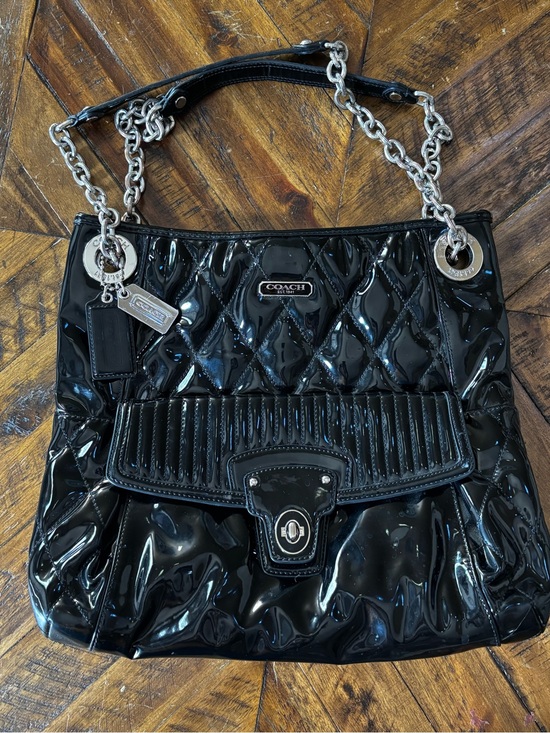 Coach Handbags - Y2K Vintage Rare Coach Poppy Pink Quilted Patent Leather Slim Tote Shoulder Bag